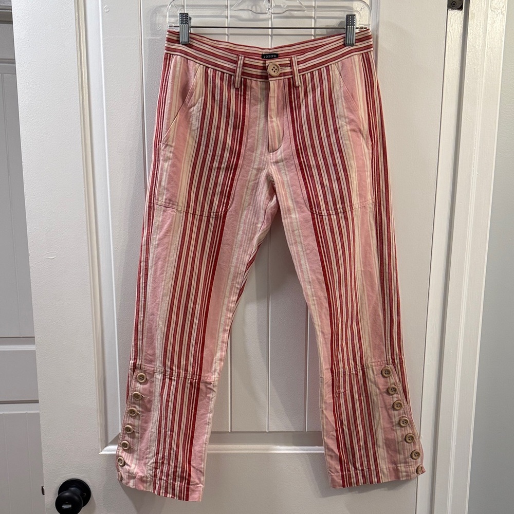 Striped Pink and Red Pants with Button Accents